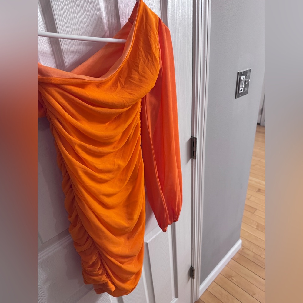 Elegant Orange Draped Dress